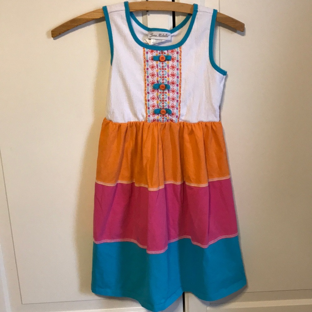 Jona Michelle embroidered multi colored dress 5t